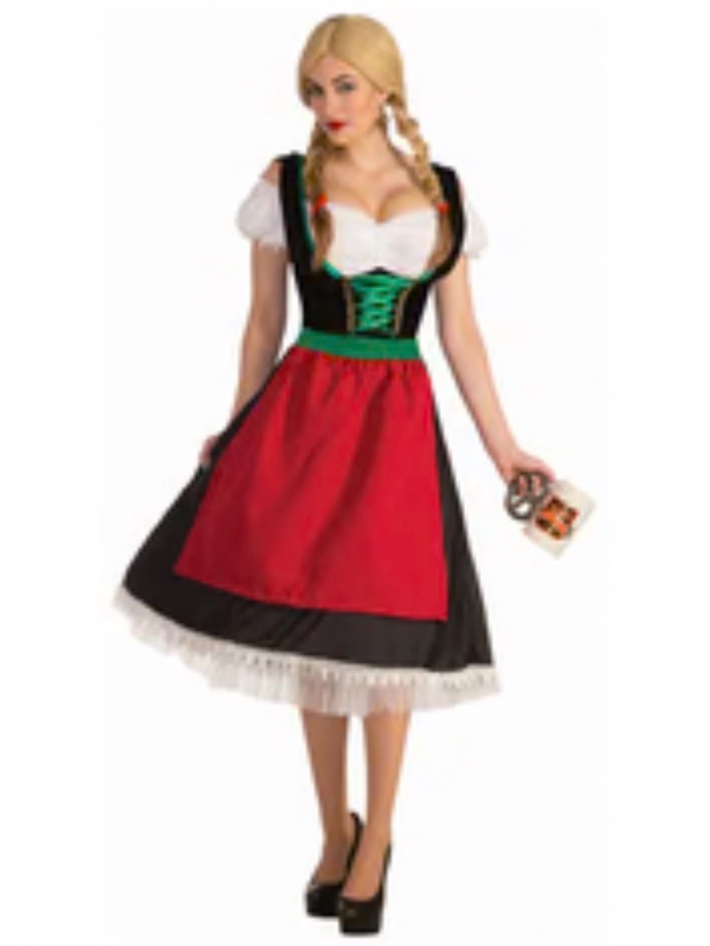 NEW Forum Novelties Black Red White Fräulein German Beer Dress Green Lacing OSFM